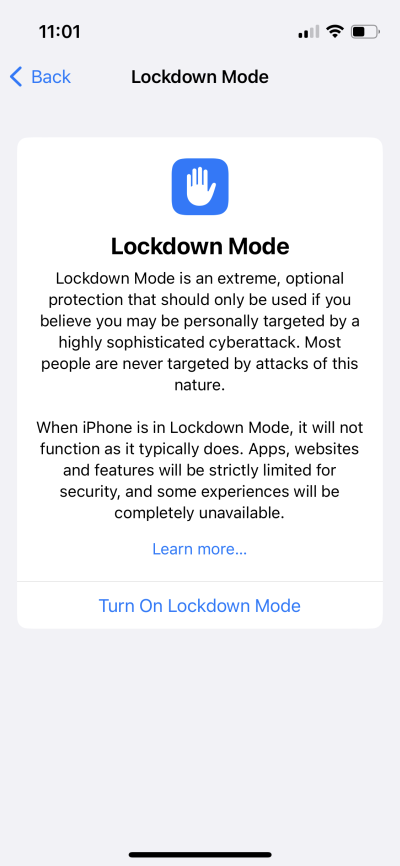 Lockdown mode explanation
