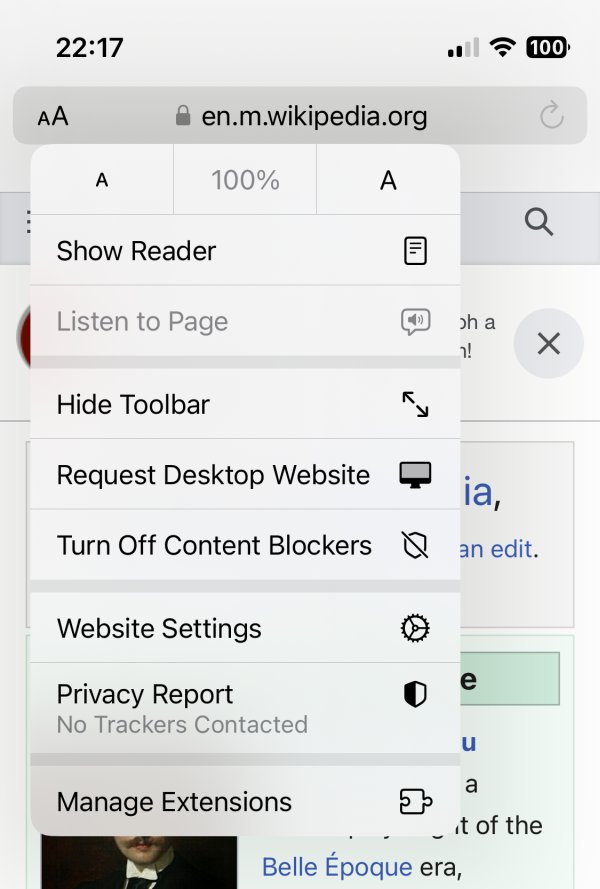 Open website settings