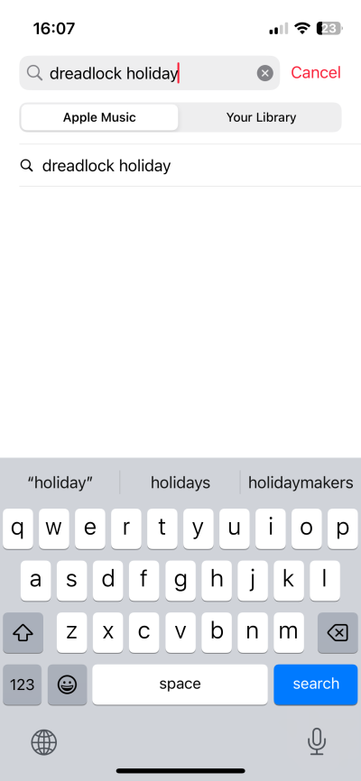 No song shows up in Search