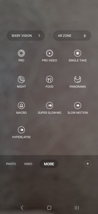 Camera app, pptions under MORE