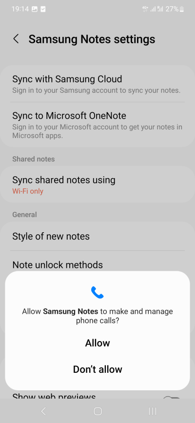 Notes, calls permission