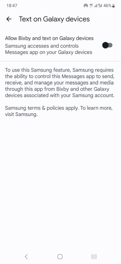 Text on Galaxy devices