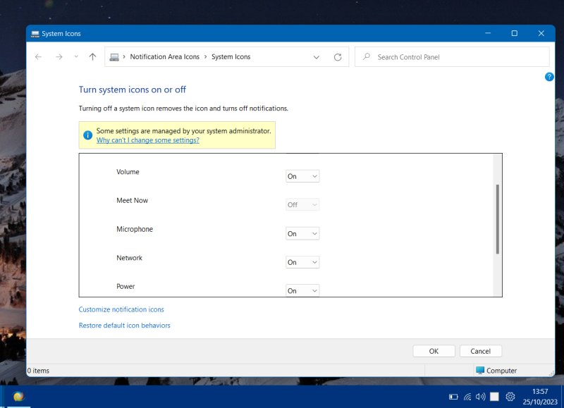 Classic taskbar, icons configuration
