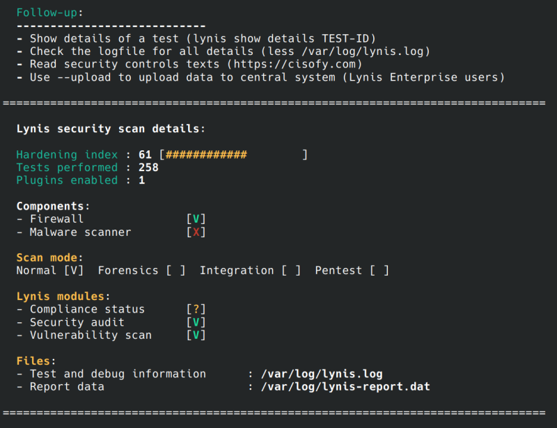 Results, running as root