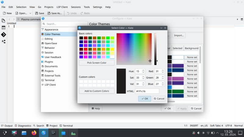 New color theme in Kate