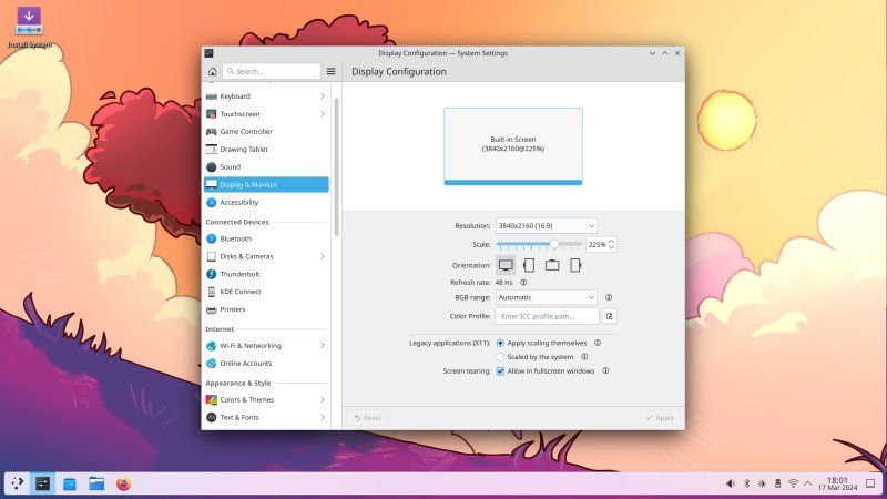 Live session, display scaling