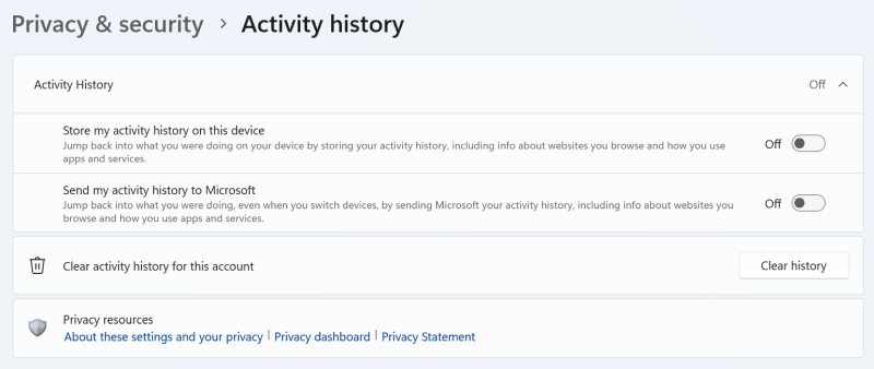 Activity history