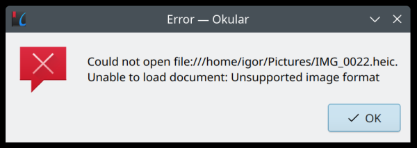 Okular error