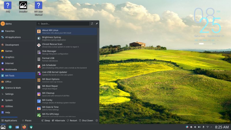 Tweaked desktop, menu, tools section