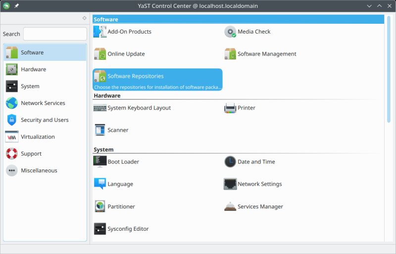 YaST software repositories