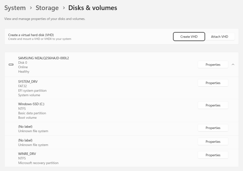 New disk management interface
