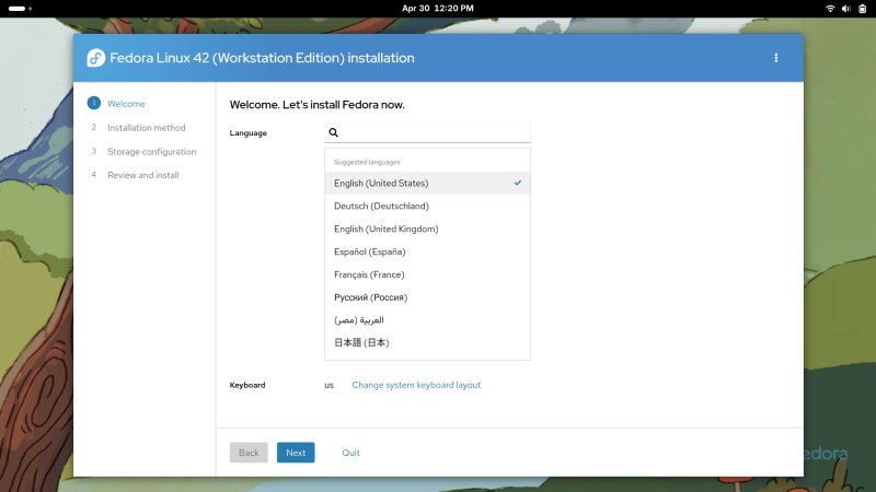 New installer, language