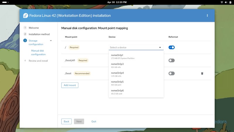 Manual configuration