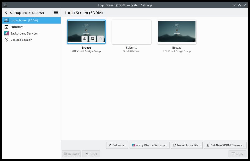 SDDM settings