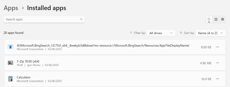 Bing Search half deleted