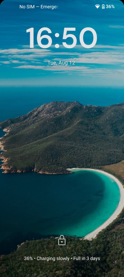 Lock screen, charging