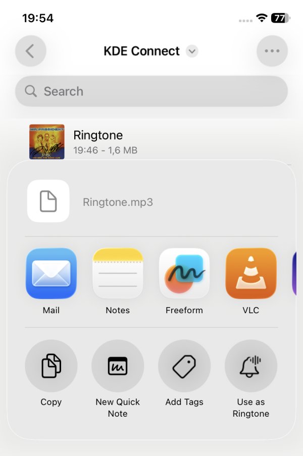 KDE Connect, use as ringtone