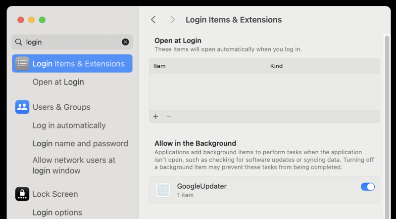 Login and extensions
