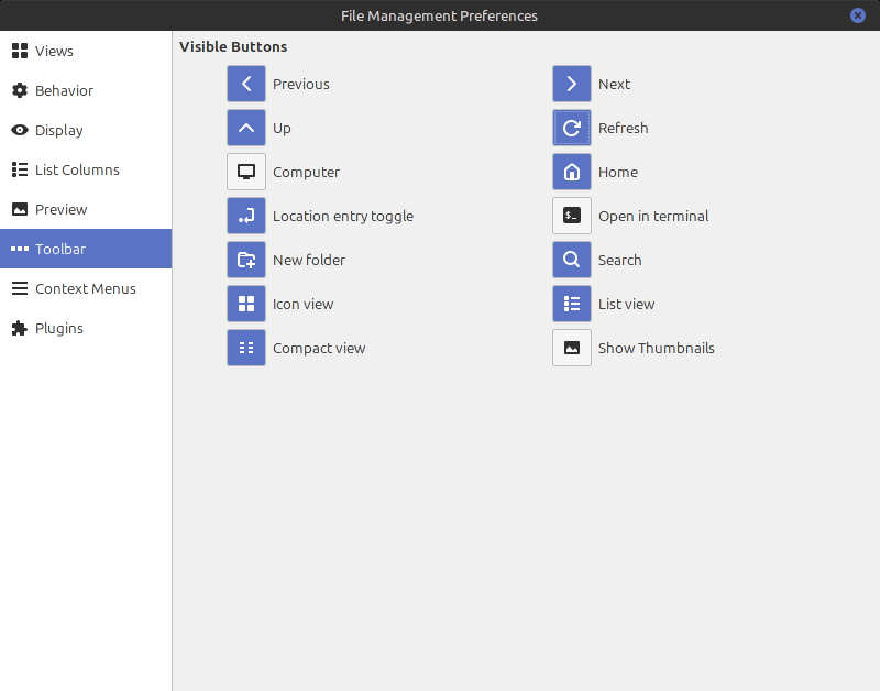 Visible items in file manager