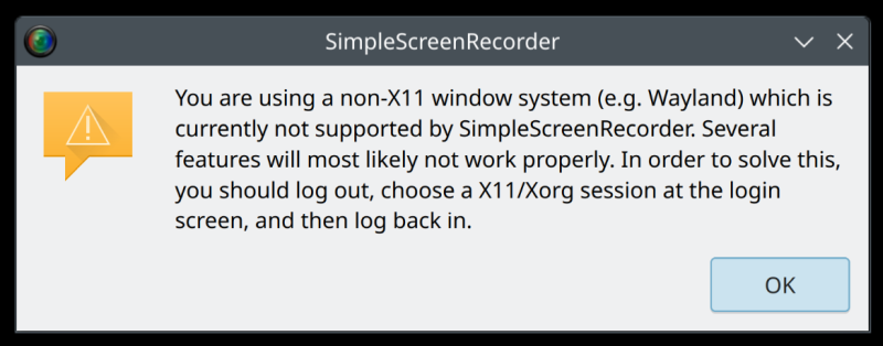 Simple Screen Recorder error
