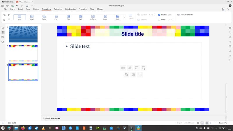 Presentation, default layout