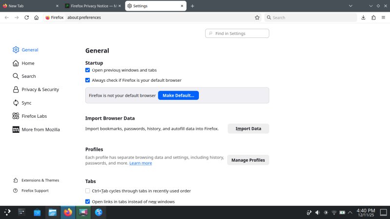 Firefox, not default