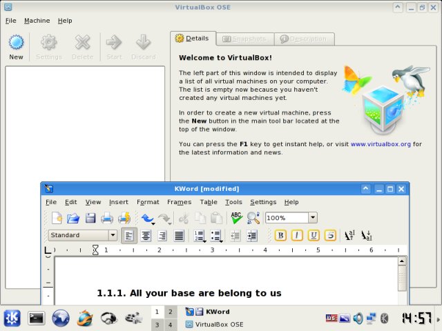 VirtualBox & KOffice