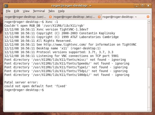 Xvnc errors zoomed