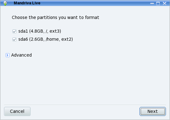 Partitioning format