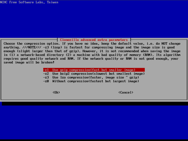 CloneZilla compression