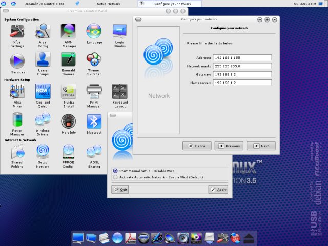 Dreamlinux configure network 2
