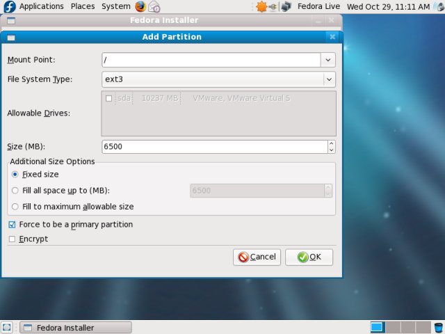 Fedora add partition