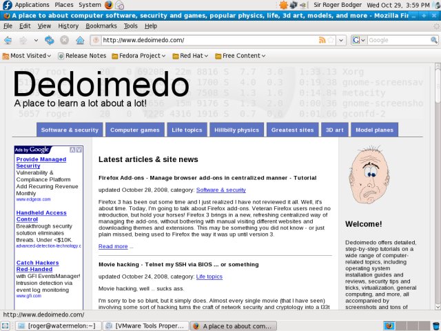 Fedora vmware tools installed