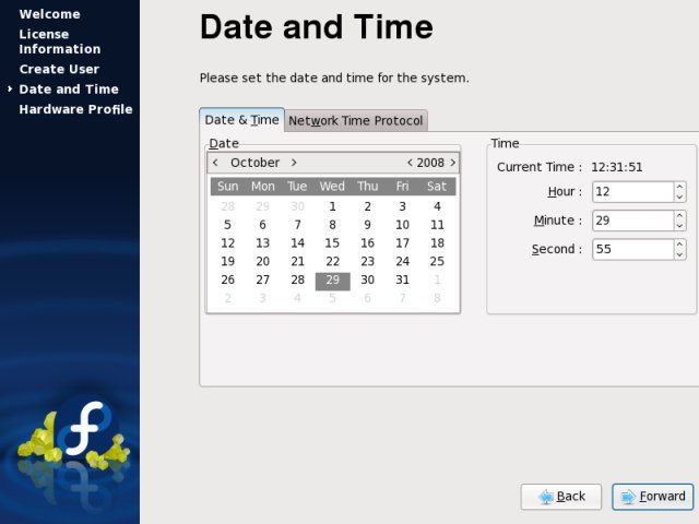 Fedora time & date
