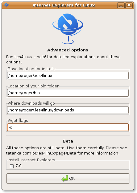 ies4linux advanced options