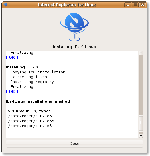 ies4linux installation complete