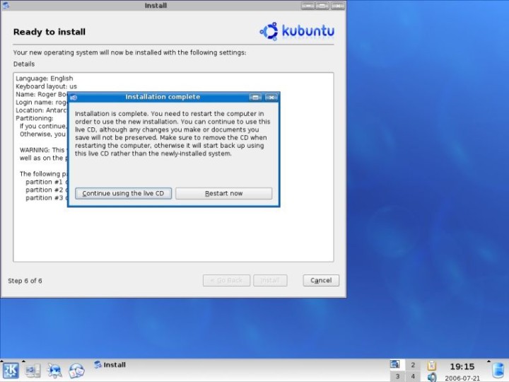 Kubuntu installation complete