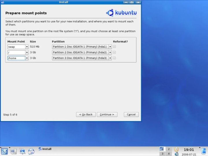 Kubuntu prepare mount points