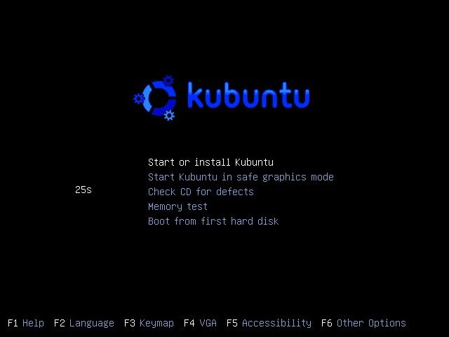 Kubuntu boot options