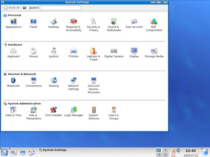 Kubuntu system settings