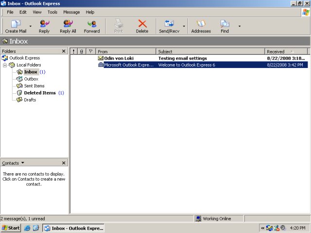 Mail security testing settings