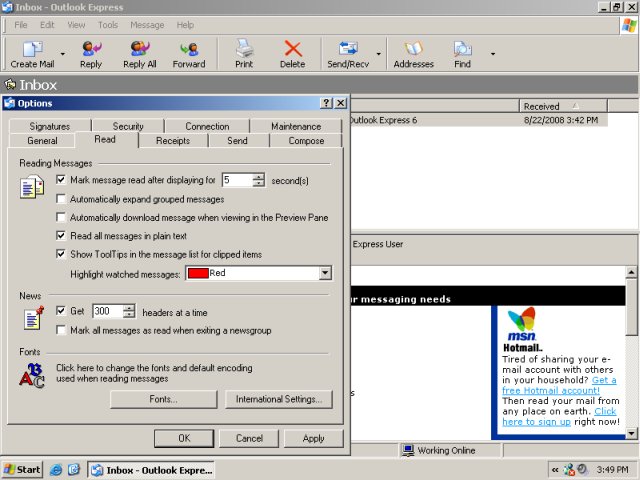 Mail security tools read tab