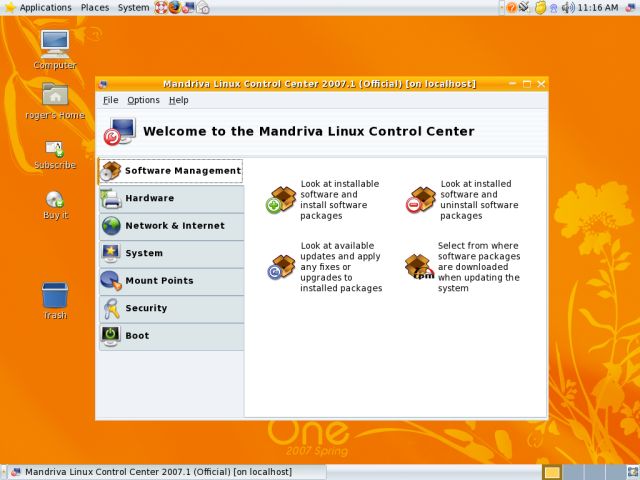 Mandriva control center