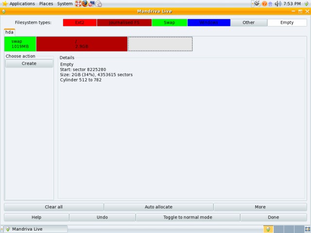 Mandriva partitioning create home