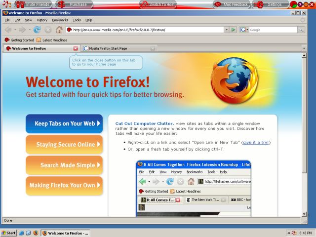 MojoPac Firefox running