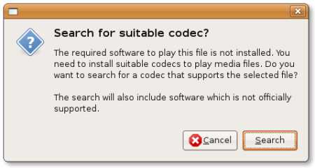 MP3 search codec message