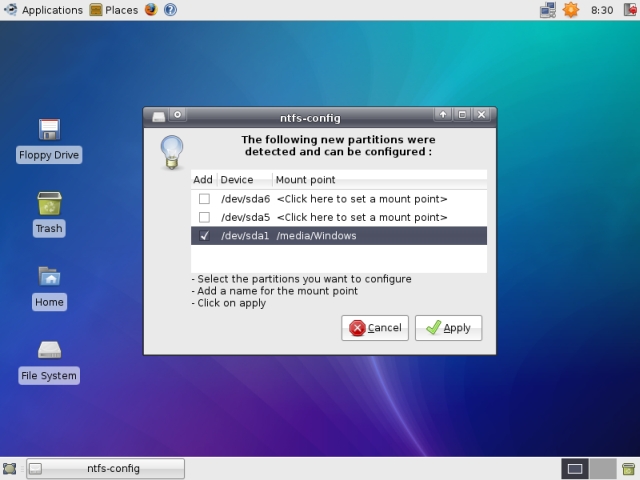 ntfs-config mount partition