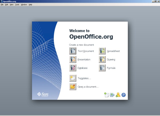 OpenOffice start center