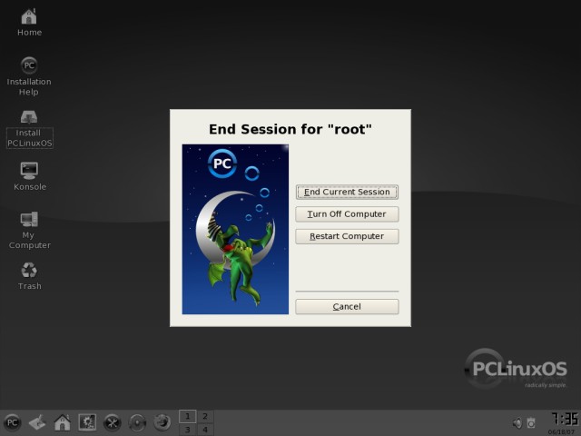 PCLinuxOS end session