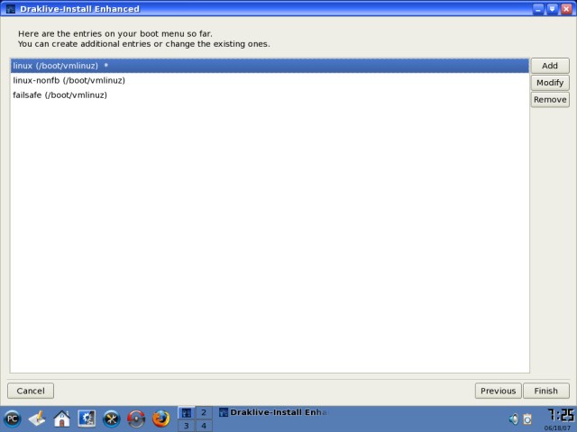 PCLinuxOS grub menu entries